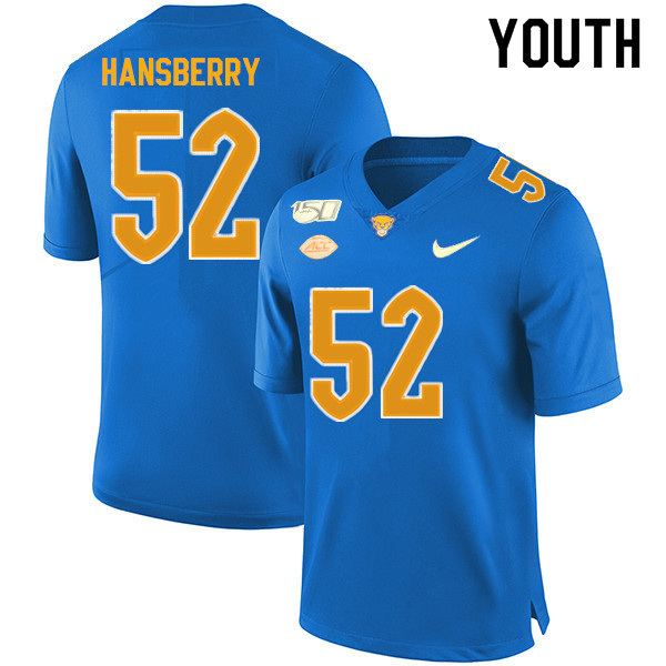 2019 Youth #52 Jack Hansberry Pitt Panthers College Football Jerseys Sale-Royal